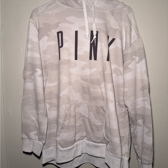 PINK Victoria's Secret Tops - PINK Victoria's Secret Light Pink Camo Pullover Hoodie